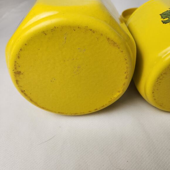 Kromex 70s Canisters Yellow Metal Fruit Flower MCM Retro Orange - Picture 10 of 12